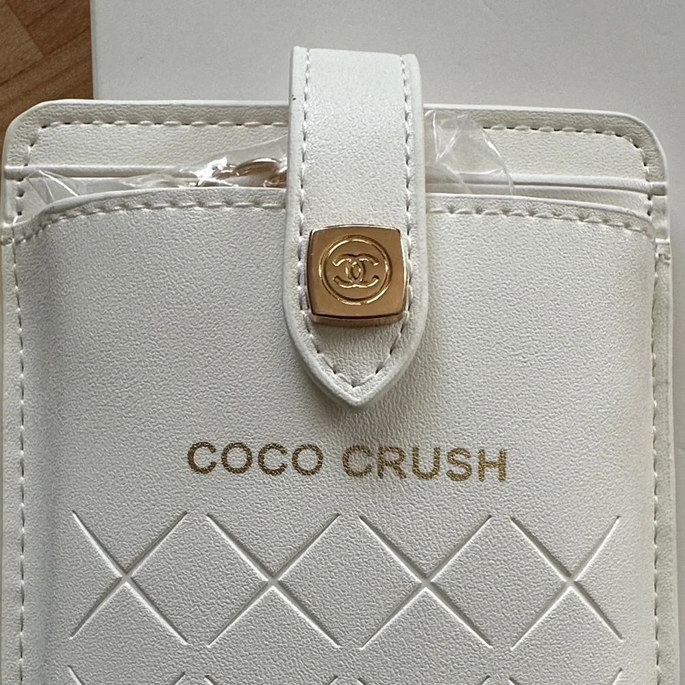 GWP Channel Coco Crush Quilted Phone Sleeve with Gold Accent Crossbody